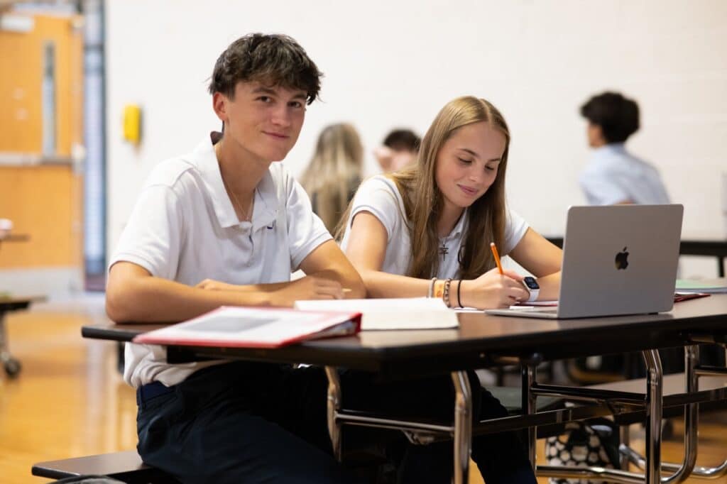 boy and girl studying